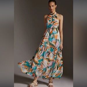 Anthropologie Maeve Keyhole Halter Maxi Dress Size XS